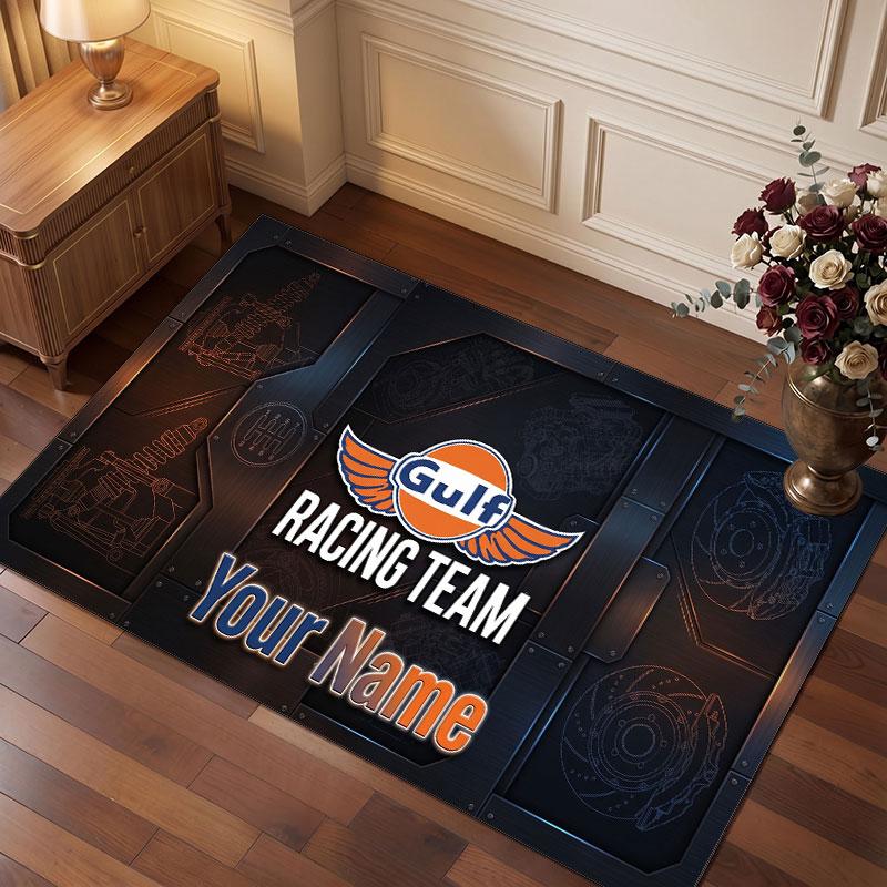 Gulf Personalized Crystal Velvet Carpet, Customized Name Text Soft Anti‑Slip Rug for Living Room Bedroom