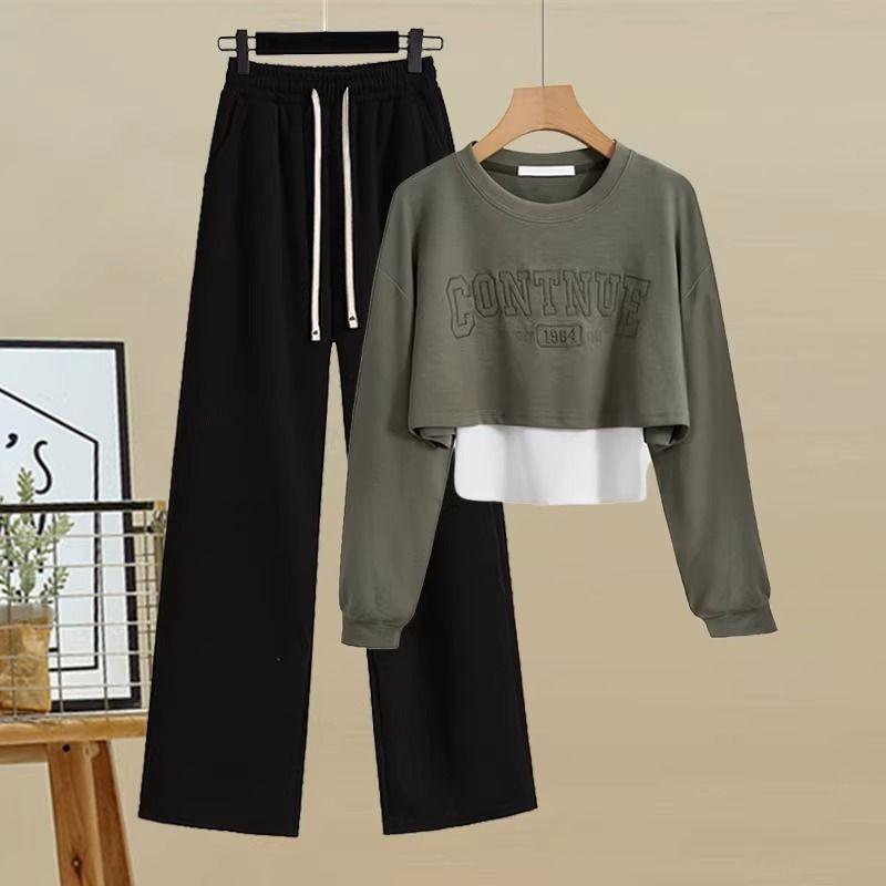 

Younger Spring & Fall Matching Small Sports Fashion Suit Green (Tops + sling) XXL