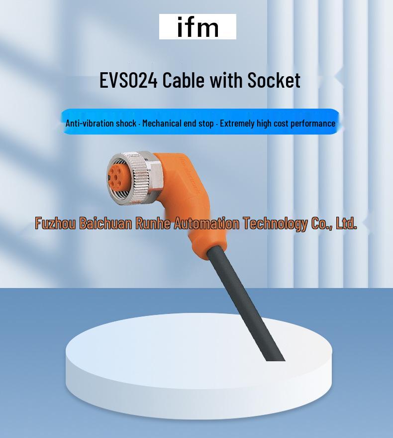 Brand New EVS024 Ifm Sensor with Socket Connection Cable - 1-Year Warranty Available