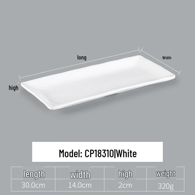 Handun Food-Grade White Melamine Rectangular Hotpot Plate, Set of 5