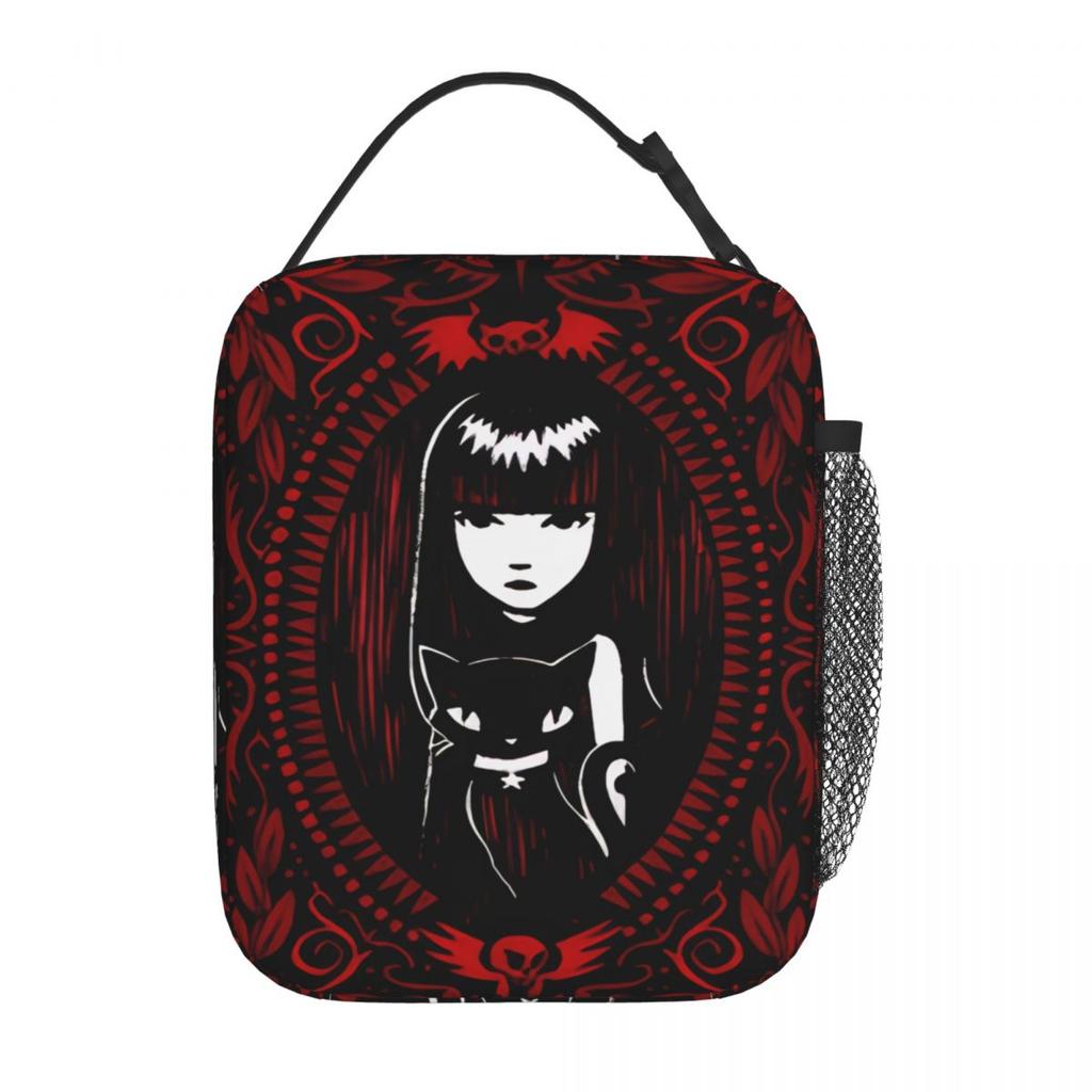 E-Emily The Strange Insulated Lunch Bag Portable Poster Art Reusable Cooler Bag Tote Lunch Box College Picnic Girl Boy