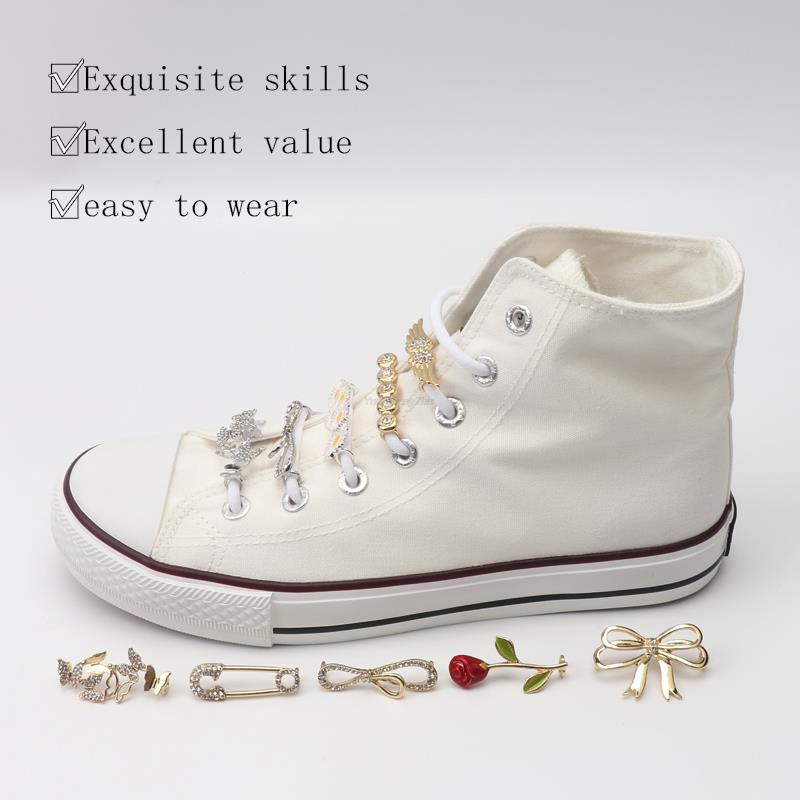 Metal Shoe Charms Rhinestone Sneakers Charms Girl Gift Shoe Decoration DIY Shoelaces Buckles AF1 Shoes Accesories 1Pcs Fashion