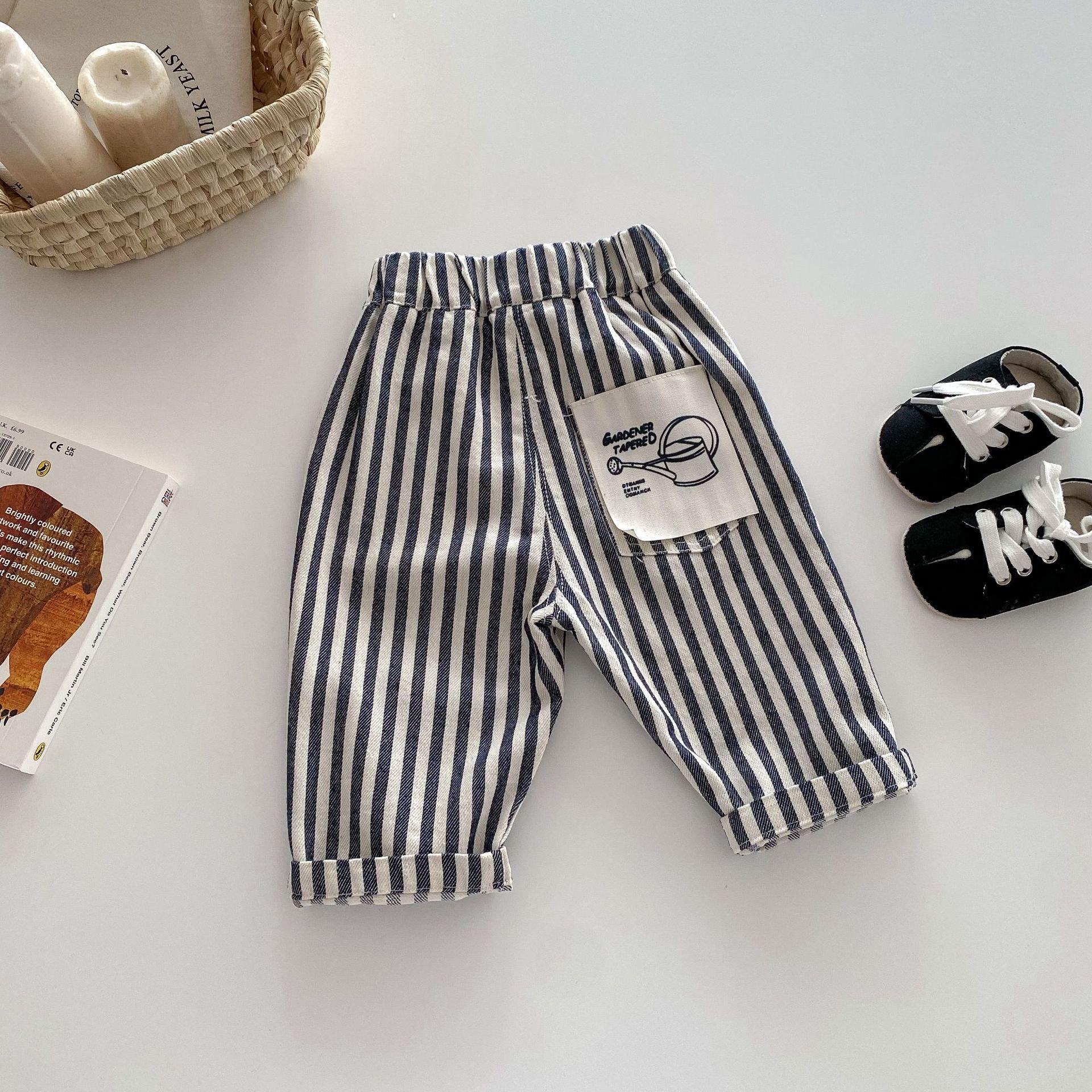 

Children s Patch Casual Pants 1-5 Years Old Children s Clothing Boys Fashion Striped Pants 120cm