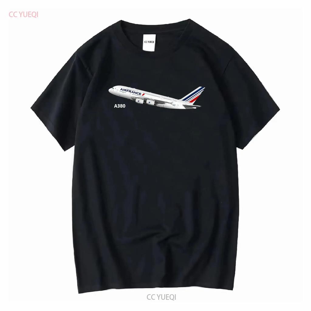 T-shirt Airliner Aeroclassic Airbus A380 Livrea Air France Ispirata Manica Lunga o Corta Lavaggio Vintage Traspirante Grafica