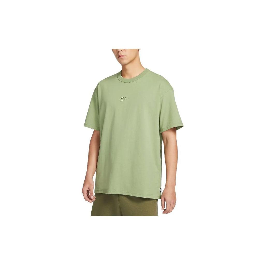 Nike Solid Color Logo Crewneck Short Sleeve T-Shirt Men Tops Yellow-Green DO7393-386