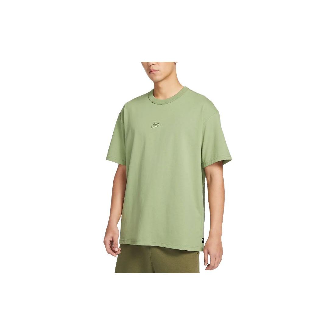 

Nike Solid Color Logo Crewneck Short Sleeve T-Shirt Men Tops Yellow-Green DO7393-386