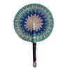 Colorful Striped Patterns Hand Braided Fan Vintage Cattail Fan Decorative Handheld Fans  Outdoor