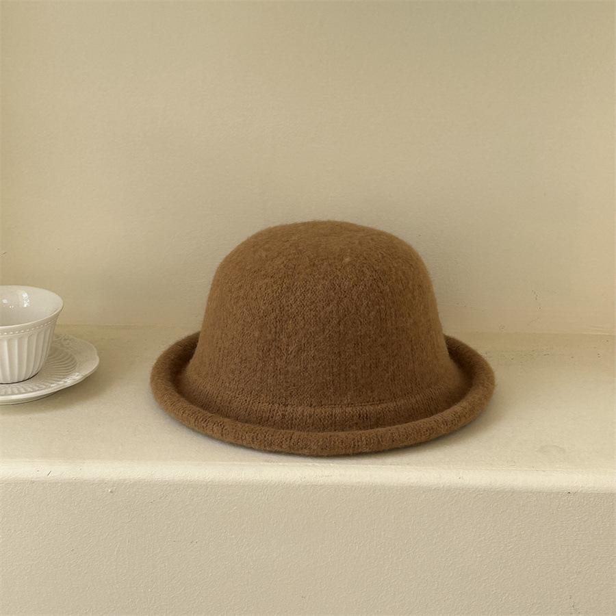 Mode Wolle gestrickter gekräuselter Domhut Damen Herbst- und Wintermode Kurzkrempen Fischerhut Kinder Beckenhut