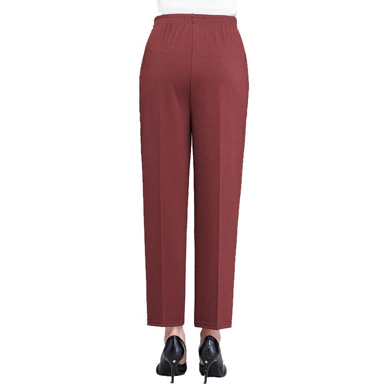 Summer Thin Breathable Elastic Pants Women's Solid Color High Waisted Loose Casual Pants Middle-aged Elastic Straight Leg