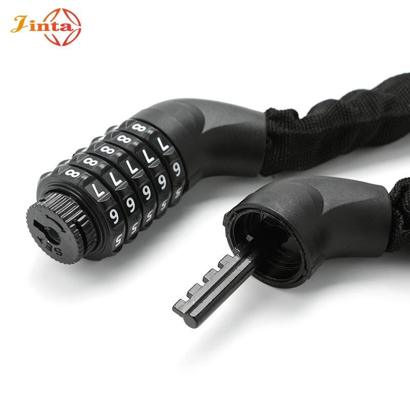 Jinta  Fabric Wrapped Steel Cable Combination Lock 5 Digit Resettable Code Bike Helmet Travel Luggage Safety Lock