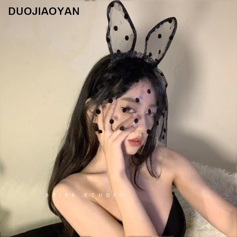 Halloween party costume ball headgear lace veil Internet celebrity cute cat rabbit ears headband hairpin
