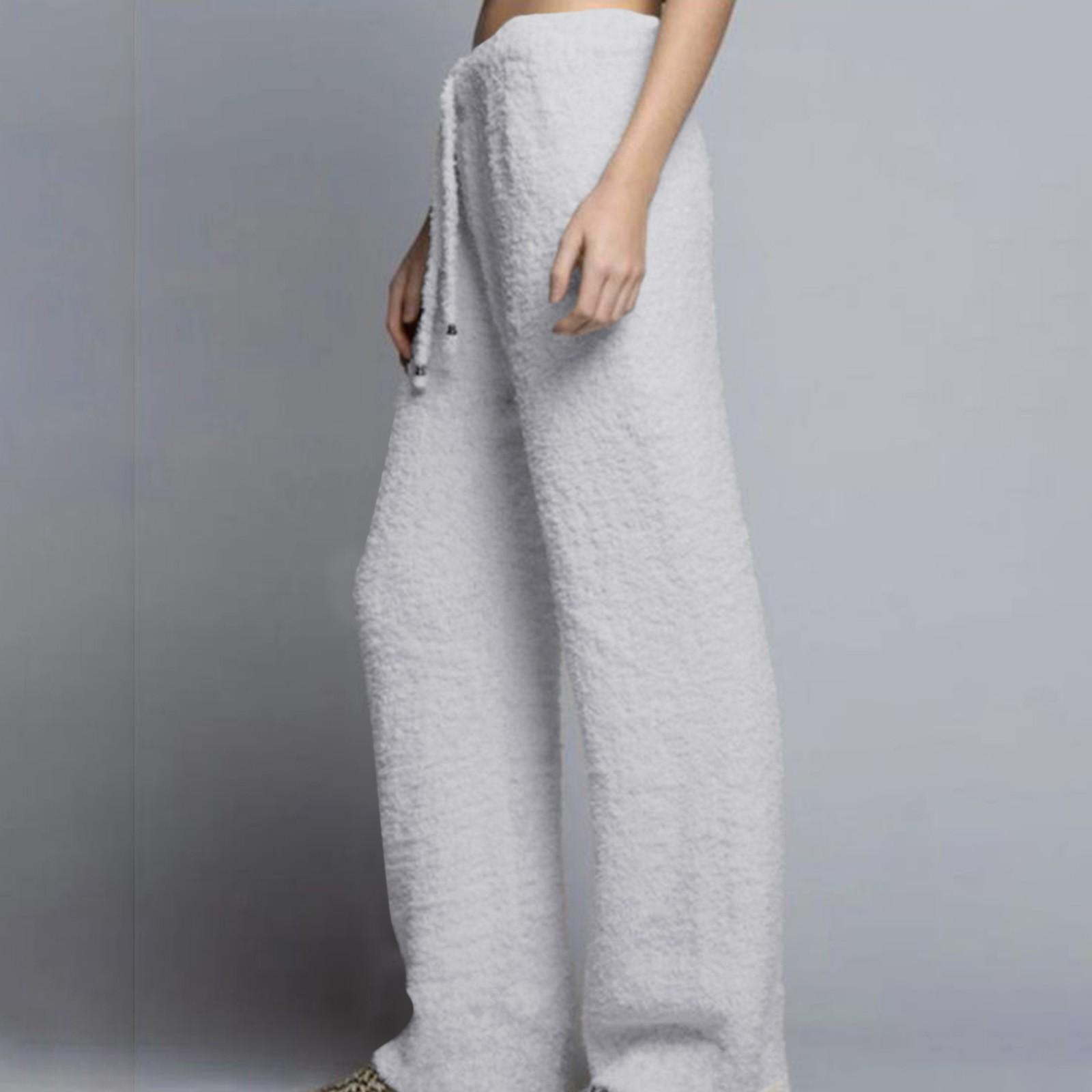 

Women s Fashion Leisure Color Drawstring Loose Comfortable Warm Plush Pants M