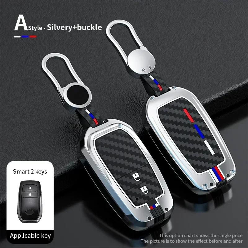 Alloy+Carbon Fider Car Key Case Holder Chain Toyota Alphard VELLFIRE 2012 PREVIA 2019 2020 2021 Car Interior Accessories