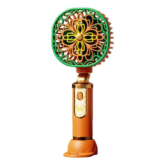 

Portable Handheld Fan with Phone Holder 3 Gears Wind Speed Personal Fan with Hollow Floral Design 1200mAh Rechargeable Quiet Cooling Fan for Summer оранжевый