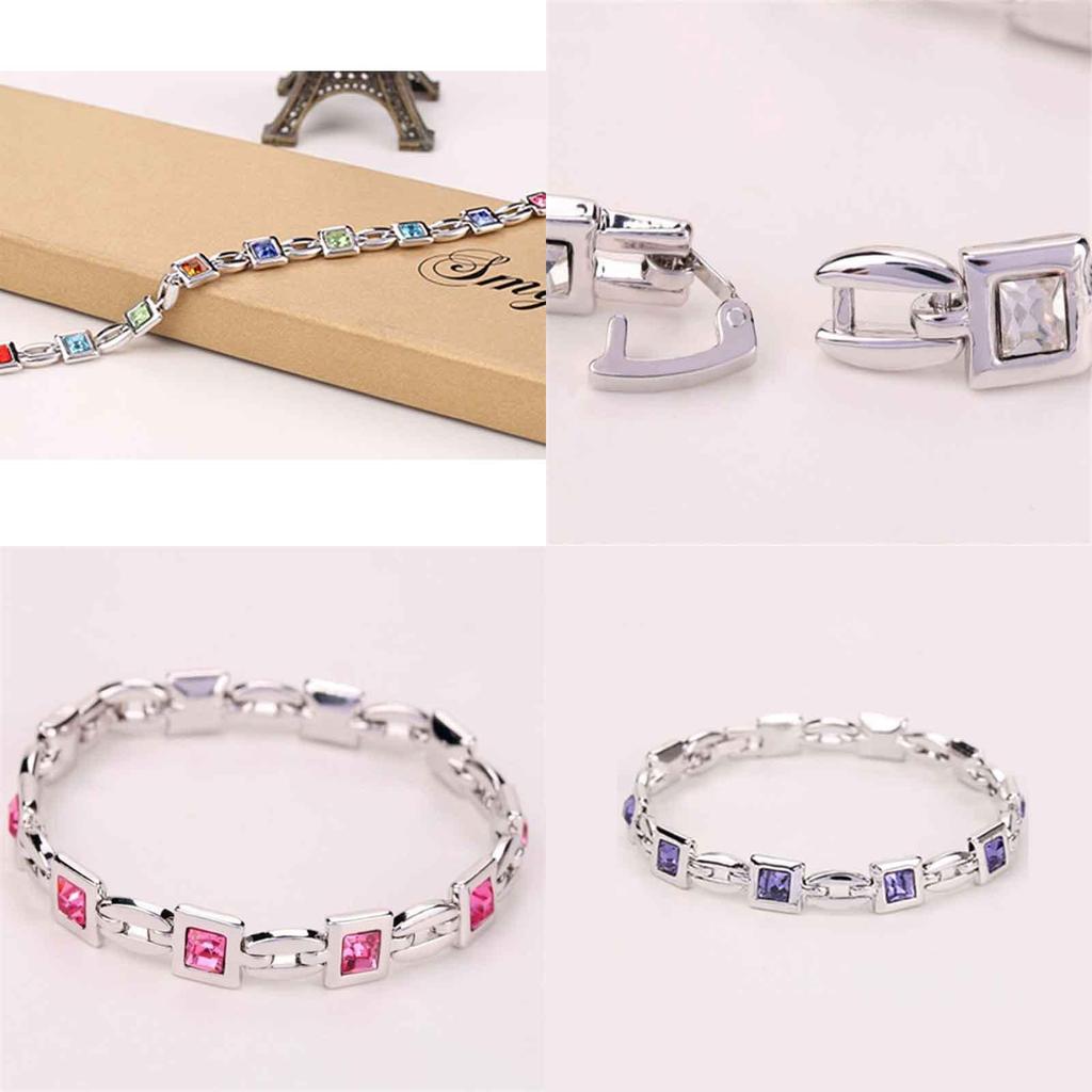 Beautifully Crafted Fashion Jewelry Silver Plated Princess Cut Girl Elegant Crystal Bracelet Charm
