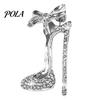 Brooch Pin, High Heels Bow Shape Lapel Pin with Sparkling Rhinestones, Women Badge for Suits Coats Bags Accessories