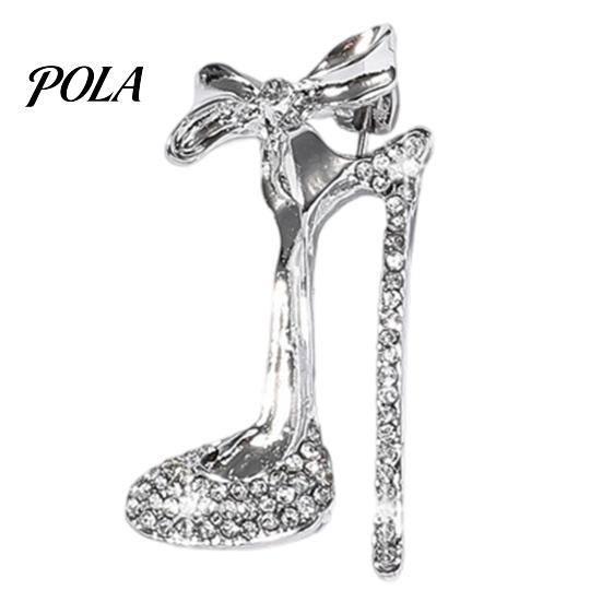 Brooch Pin, High Heels Bow Shape Lapel Pin with Sparkling Rhinestones, Women Badge for Suits Coats Bags Accessories