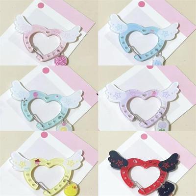 Heart Wings-Shaped Carabiner Mountaineering Buckle Acrylic Candy Color Keychain Pendants Multipurpose Keyring Hook Bag Hanging