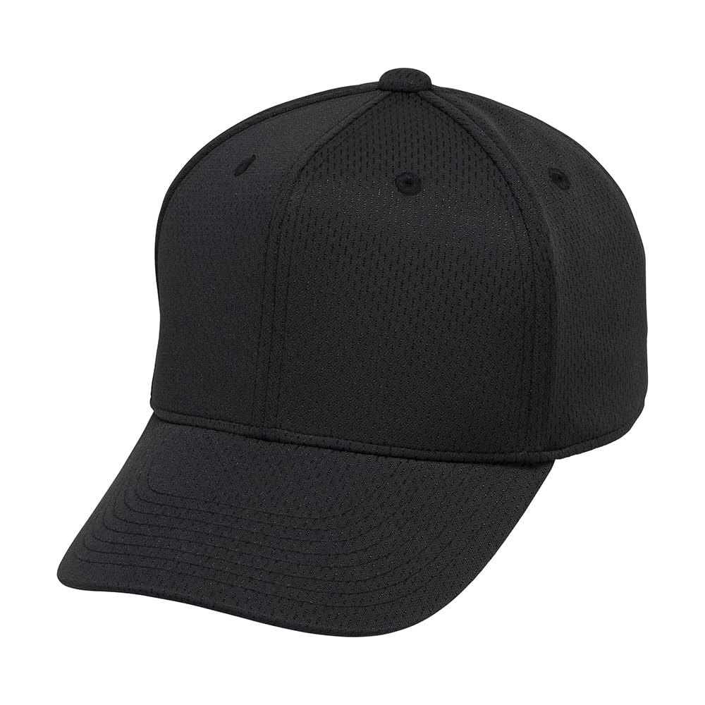 Mizuno Black Baseball/Softball Cap, All-Mesh, Hexagonal, 12JWBB03,