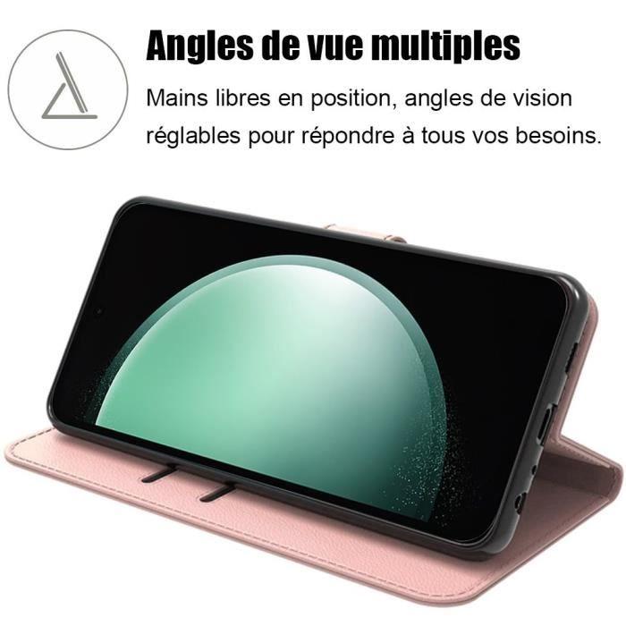 Coque de protection - BOOLING - pour Samsung Galaxy S23 FE - Rose - Antichoc en Cuir PU - 2 Verres Trempés