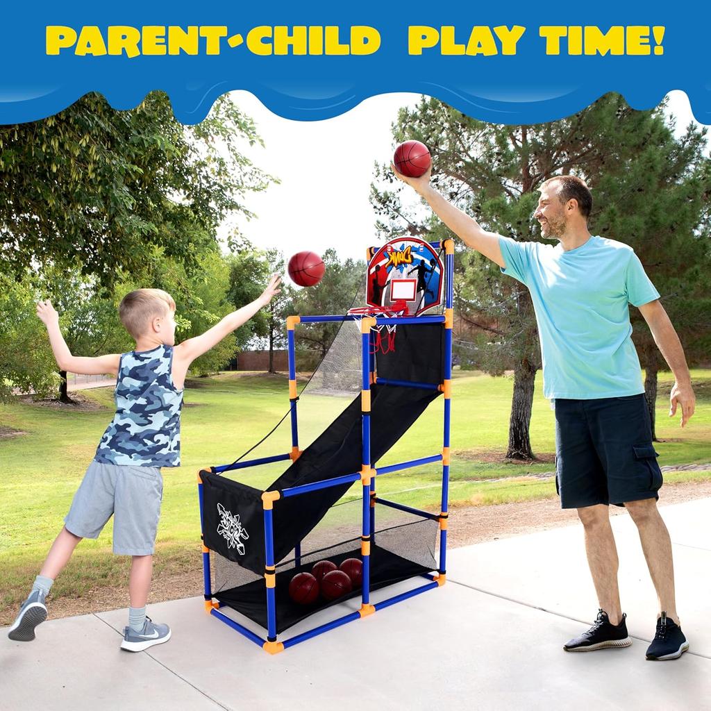 Arcade Basketball Game Set Balls Hoop Kids Years Old Indoor Outdoor Sport Play JOYFY with 4 and for 3 to 12 Round Sensory Compression Bouncy Durable