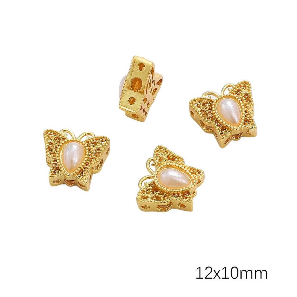 Pozlacené prolamované korálky s kočičím okem a imitací nefritu pro výrobu šperků DIY