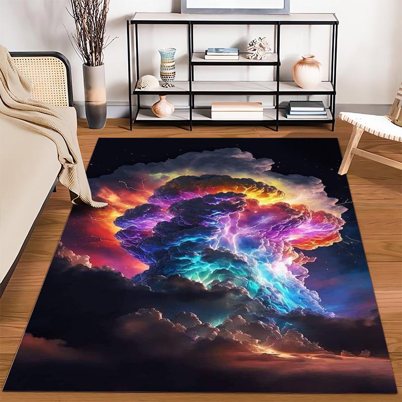 Abstract Colorful Cloud Explosion Pattern Carpet for Living Room Decor Suitable for use as an anti-slip for living room bedroom sofas