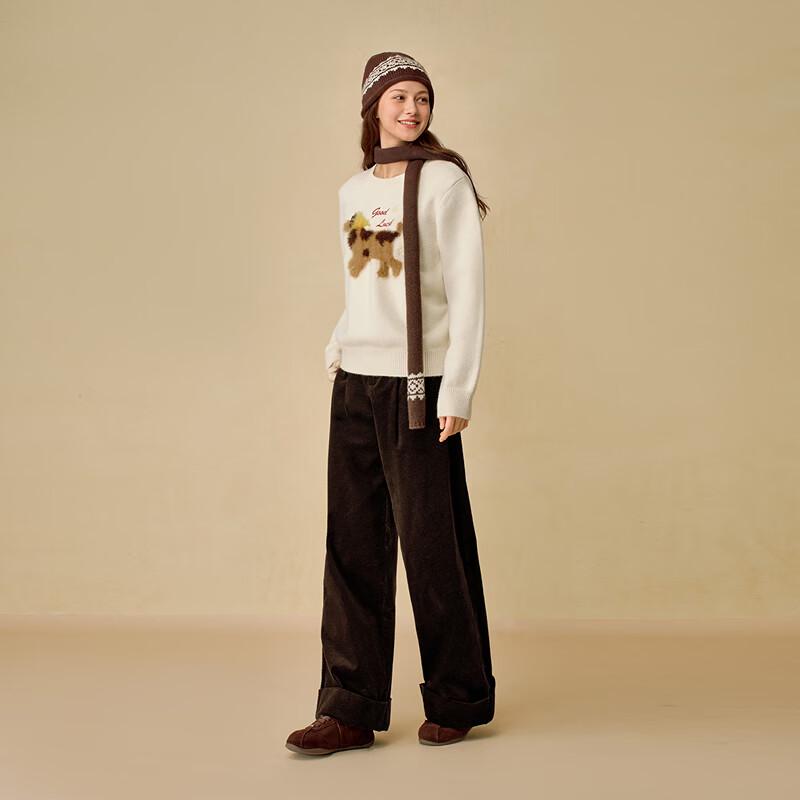 INMAN Women's Embroidered Puppy Knit Sweater