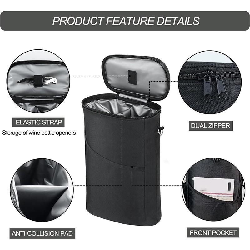 Wine Bottle Bag Soft Cooler Wine Bottle Insulated Bag For Wine Thermal Outdoor Bag For Travel Carrier Tote Wine Glass