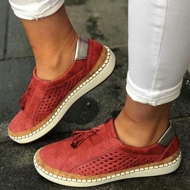 Neue Fransenschuhe Damen Sommer flacher Ausschnitt Schuhe Einzelne Schuhe Sommersport schuhe