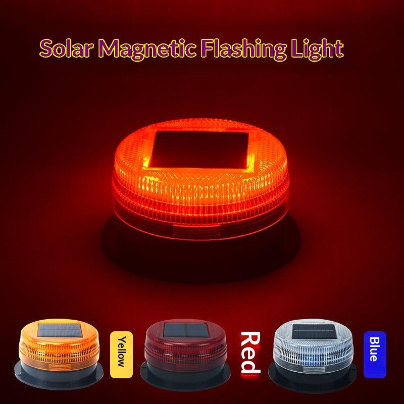 Luz de Advertência LED Recarregável Solar Sinalizador Giratório Piscante Luz de Emergência Magnética para Carro Lâmpada de Sinal de Advertência à Prova d'Água