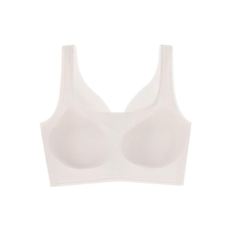 Traceless wear on both sides, soft support, generous collar, casual small deep V low neck, double jelly strip breathable bra