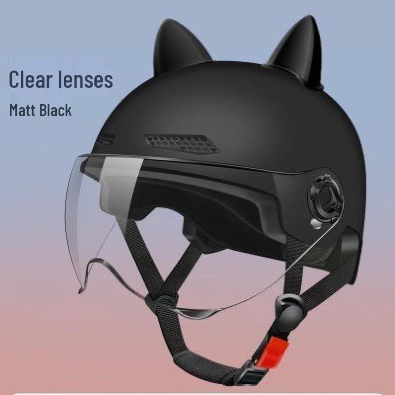 3C Certified Unisex Cat Ear Electric Bike Helmet, Sun Protection, All-Season Safety