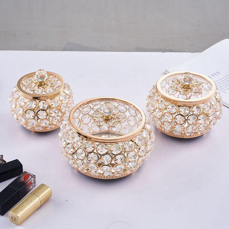 Luxury Crystal Glass Box with Lid Lipstick Jewelry Box Necklace Ring Storage Box Decorations Ornaments Home Decoration Ornaments