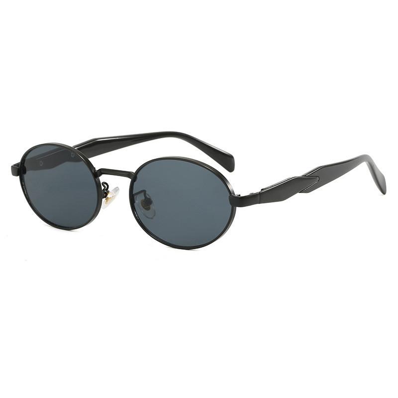 Elliptical Metal Frame Sunglasses With Uv400 Protection For Outdoor Sports And Fashion