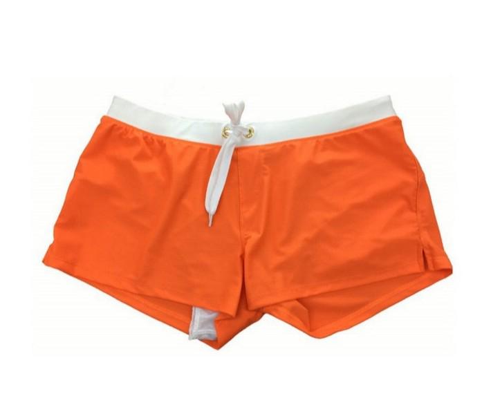 European and American Quick-Dry Men's Beach Swim Trunks with Back Pocket and Solid Color Design