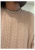 Women's 2025 Autumn Winter 100% Wool Round Neck Hollow Out Long Sleeve Loose Short Sweater Coat