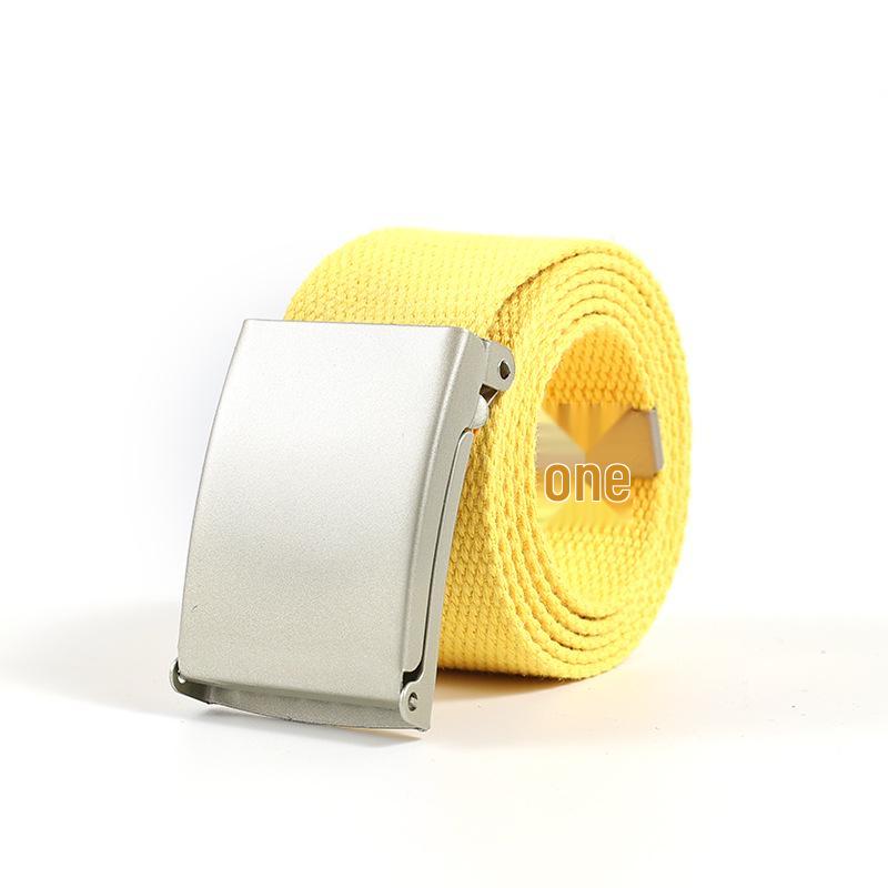 Unisex Universal Webbing Belt with Alloy Buckle - No-Hole Candy Colors, Simple & Versatile Design