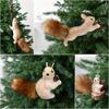 1pcs Christmas Ornaments Cute Realistic Squirrel Xmas Tree Hanging Pendants Christmas  Home Decoration 2026 New Year Kids Gifts