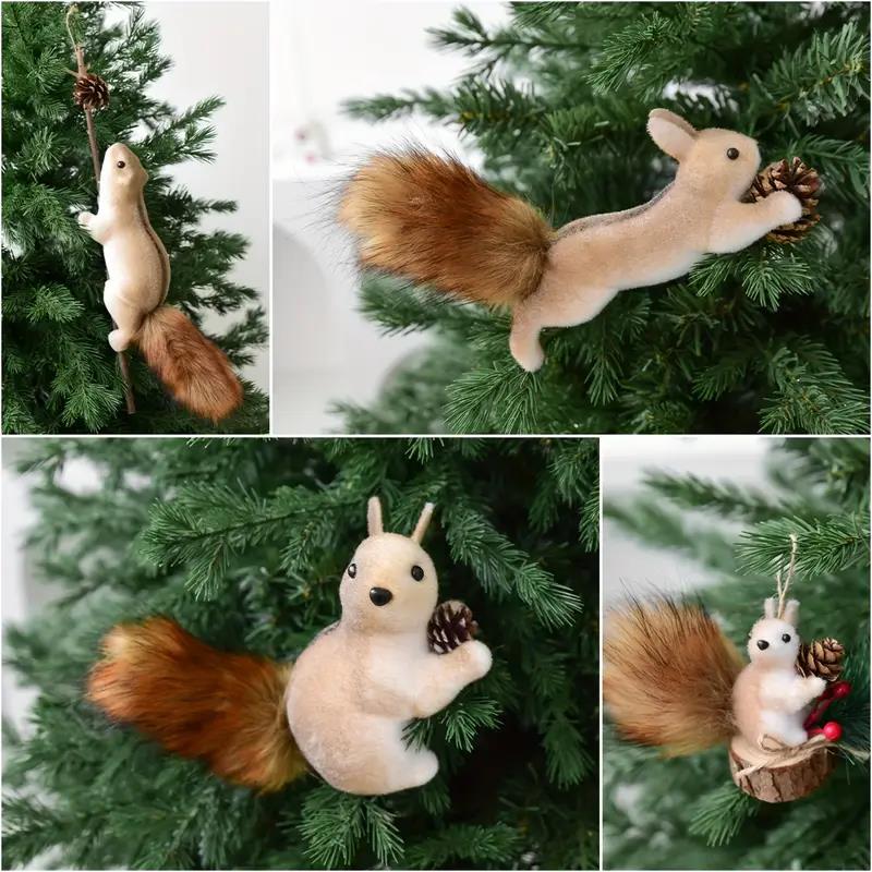 1pcs Christmas Ornaments Cute Realistic Squirrel Xmas Tree Hanging Pendants Christmas  Home Decoration 2026 New Year Kids Gifts