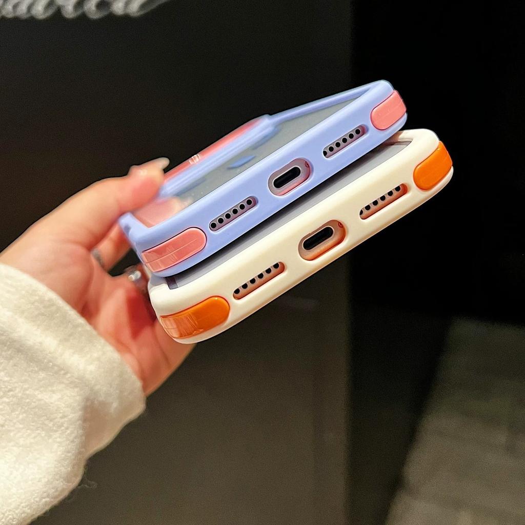 Applicable to iPhone17promax mobile phone case transparent contrasting color magnetic suction three-in-one anti-skid Apple 16 protective case 15