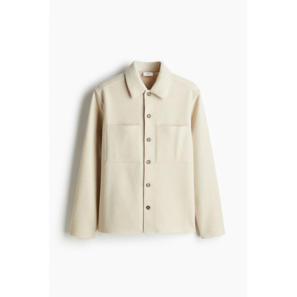 

HM Regular Fit Wool Blend oversHirt бежевый