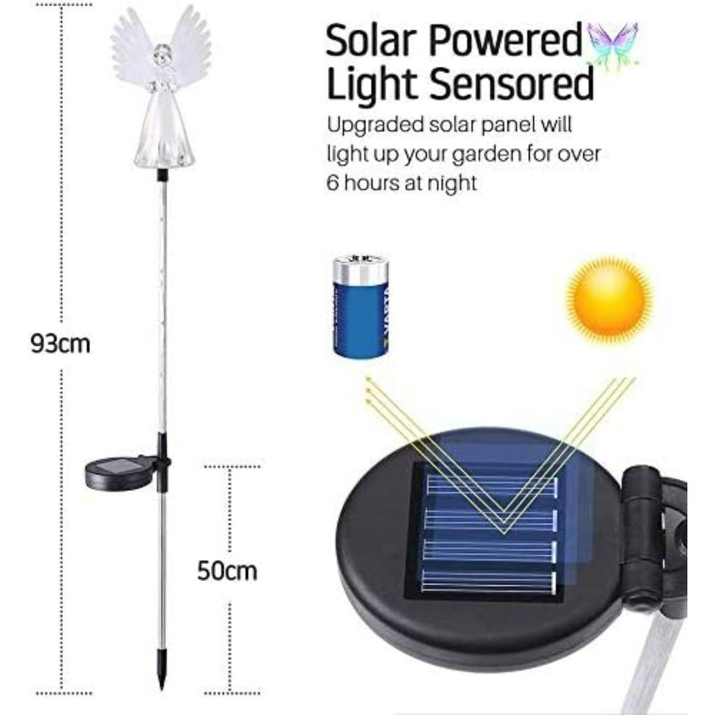 2Pcs Solar Garden Lights,Crystal Angel Stake Light Color Changing Decorative Landscape Lighting LED Solar Powered Garden Light Decoration for Patio