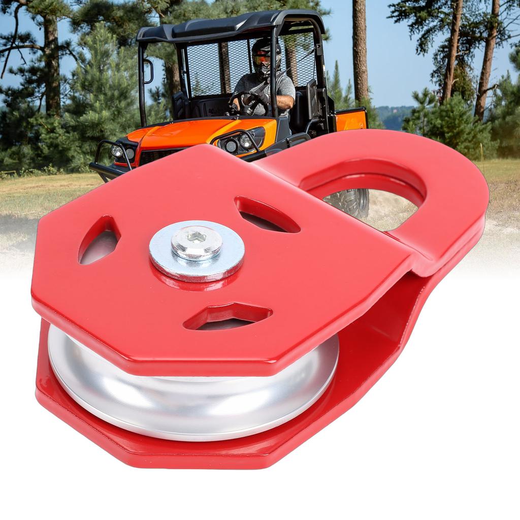 Bloco de Polia de Reboque 8 Toneladas Vermelho Resistente Multifuncional Bloco de Polia de Reboque para Caminhão Trator ATV UTV