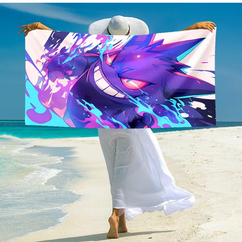 1pc Gengar1 Beach Towel, Comfortable and Thick, and Swimming/Bath/Picnic/Camping Towel, Suitable for Seaside Beaches