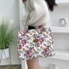 Fashion Floral Print Tote Bag Portable Canvas Lunch Bag Women's Casual Handbag Bento Mommy Shoulder Bag For Picnic Travel
