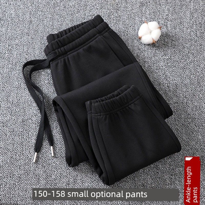 Spring Red Pure Cotton Casual Female Winter Fleece-Lined Track Pants