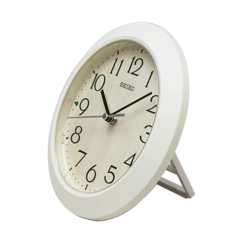 Seiko Clock Wall Clock/Desk Clock, Natural, Radio Controlled, Analog, Ivory, Body Size: Diameter 20.3 X 4.4 Cm, KX245A
