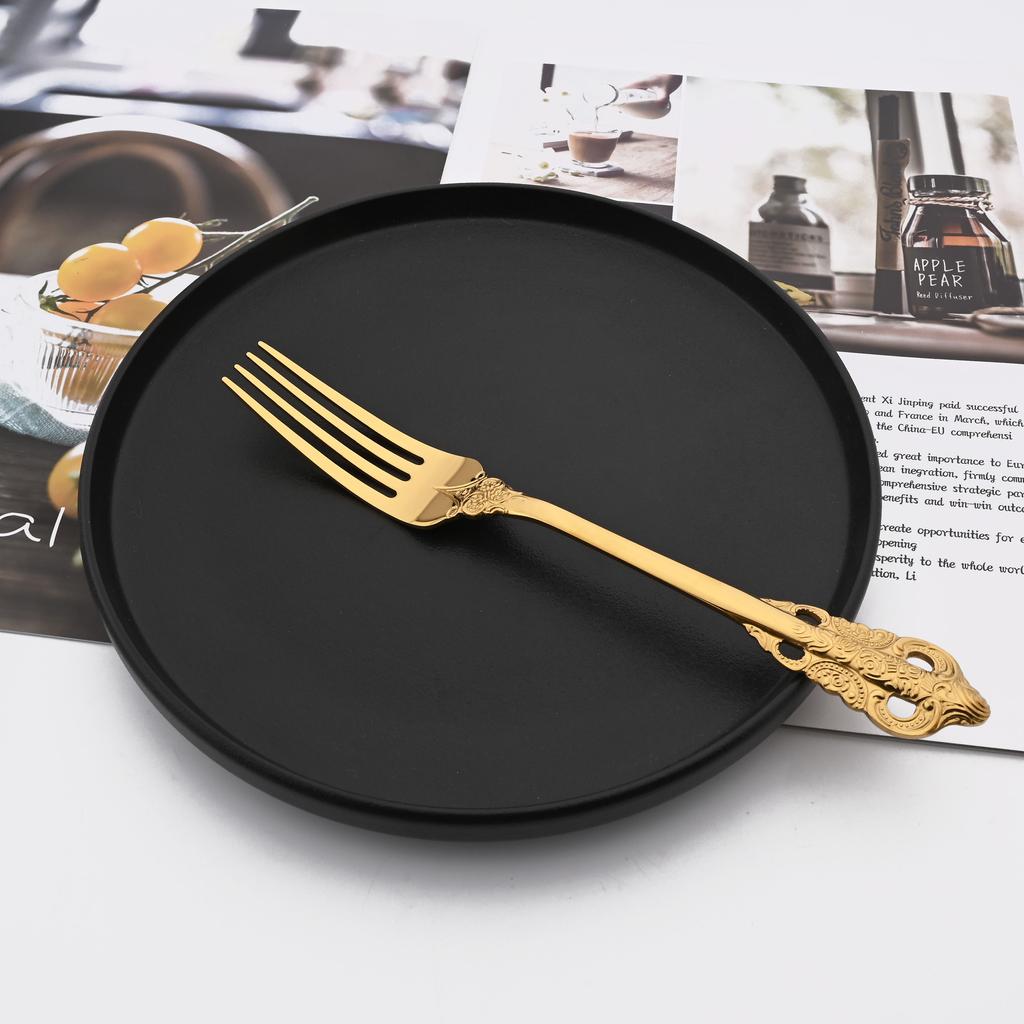 12Pcs 18/8 Stainless Steel Royal Cutlery Set Shiny Gold Dinnerware Tableware Knives Forks Spoons Western Dinner Set