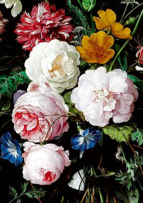 Poster Flowers Black Background